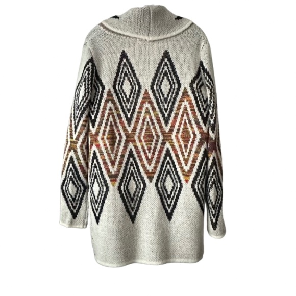 Woven Heart Women's L Tan & Brown Sleeved Boho Open Front Knit Cardigan Sweater - Picture 5 of 15